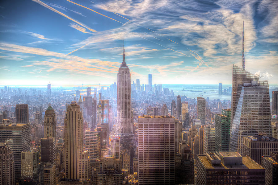Empire State Building Photograph - New York Manhattan Skyline by David Pyatt