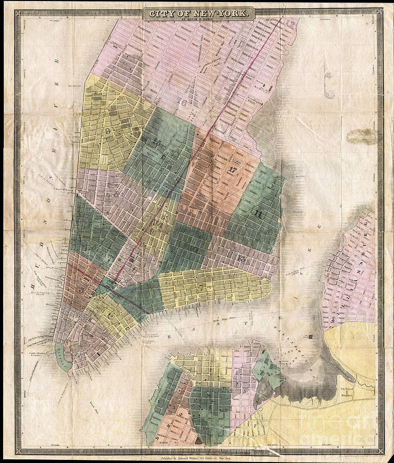 New York Map Circa 1835 Digital Art by Melissa Messick