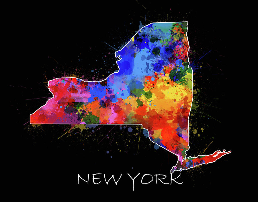New York Map Color Splatter 2 Digital Art by Bekim M