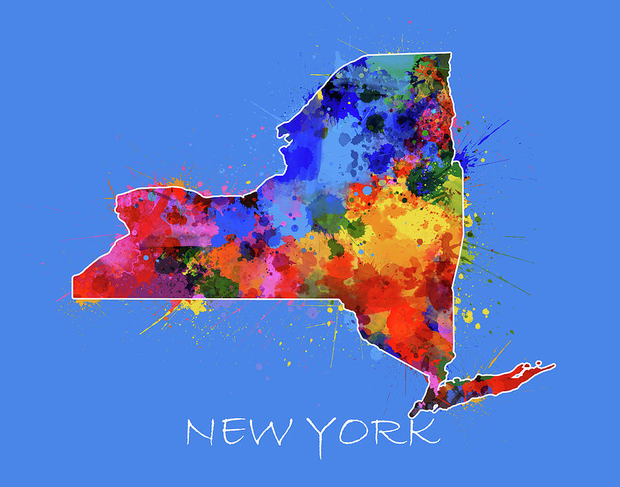 New York Map Color Splatter 3 Digital Art by Bekim M