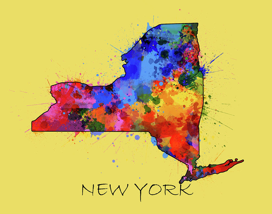 New York Map Color Splatter 4 Digital Art by Bekim M