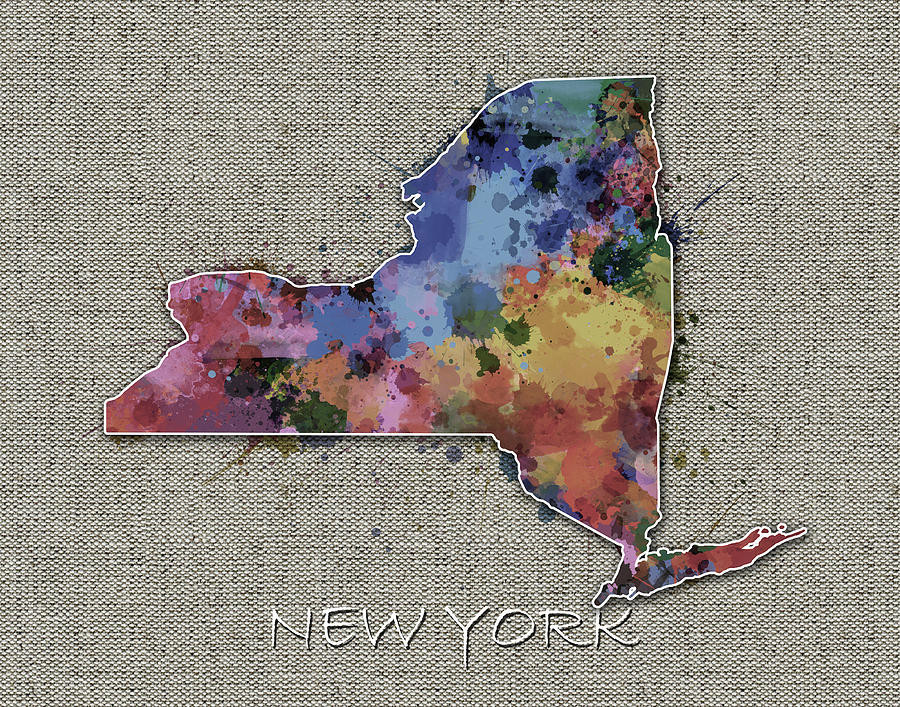 New York Map Color Splatter 5 Digital Art by Bekim M