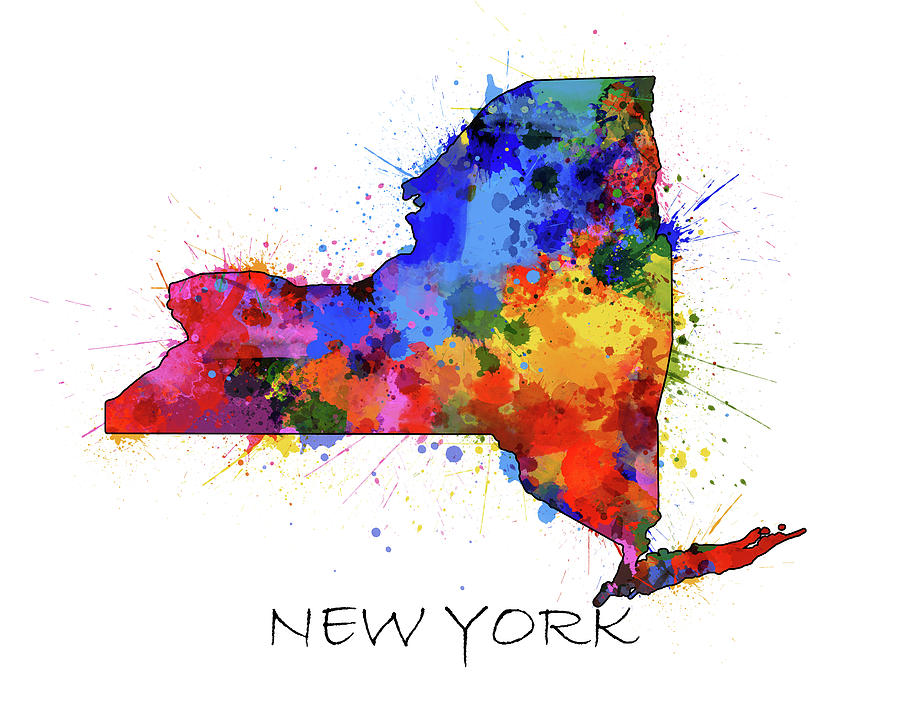 New York Map Color Splatter  Digital Art by Bekim M