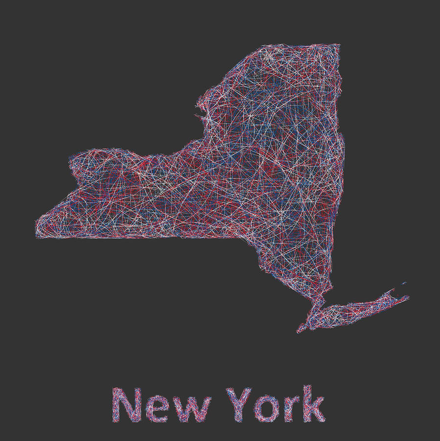 New York Map Digital Art - New York map by David Zydd