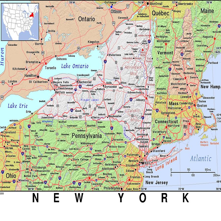 New York Map Photograph by Florene Welebny