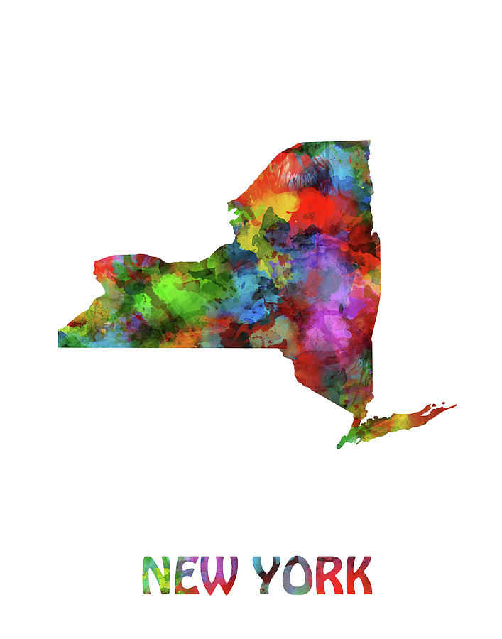 New York Map Watercolor Digital Art by Bekim M