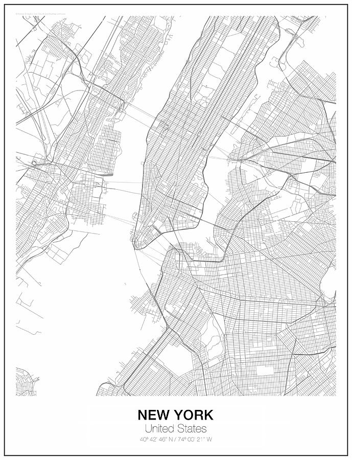 New York Minimalist Map Digital Art by Lori Hinner