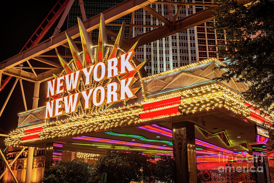 Las Vegas Photograph - New York New York Neon Sign Entrance by Aloha Art