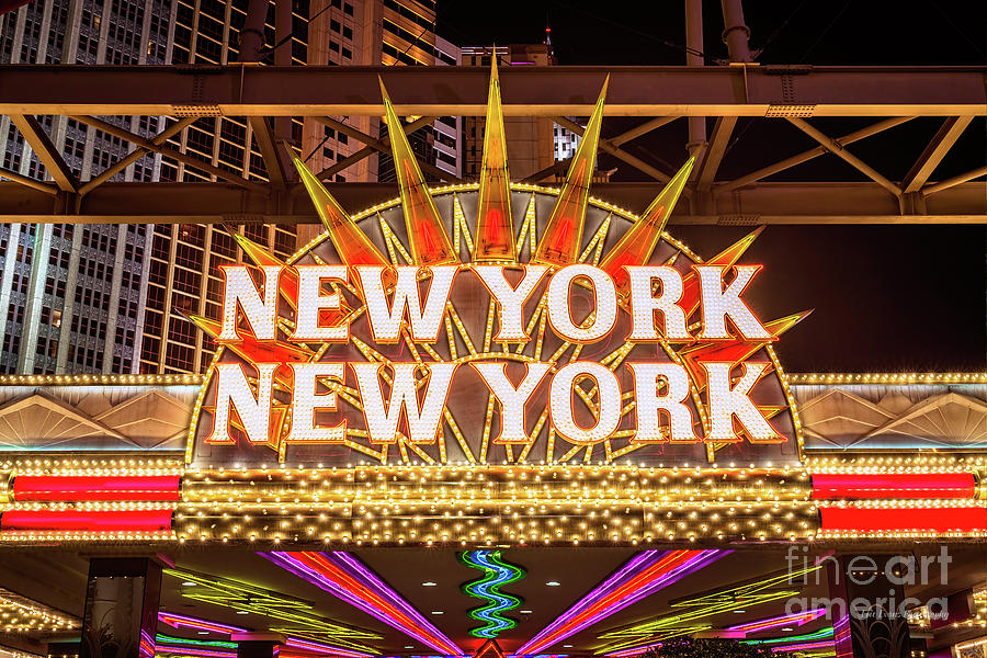 Las Vegas Photograph - New York New York Neon Sign Entrance Front by Aloha Art