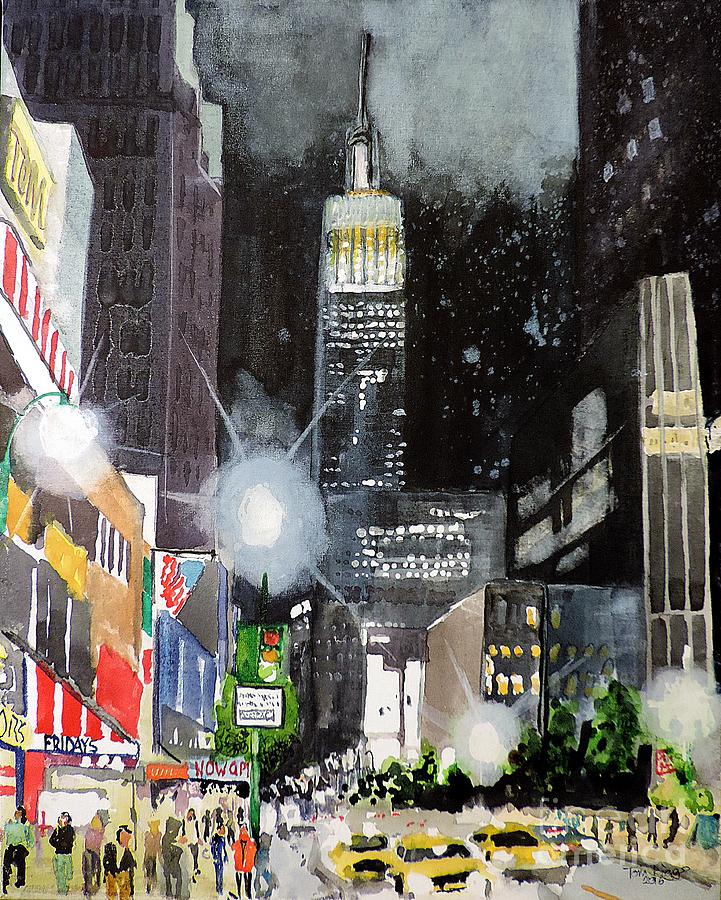 New York Night Painting by Tom Riggs