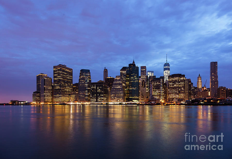 New York - Panoramic view of Manhattan Skyline by night Photograph by ...