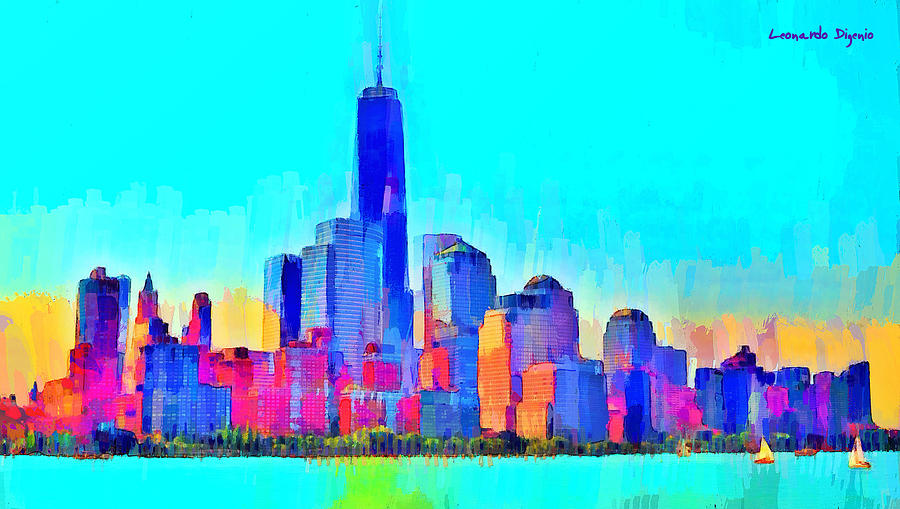 New York Skyline 1102 - PA Painting by Leonardo Digenio - Pixels