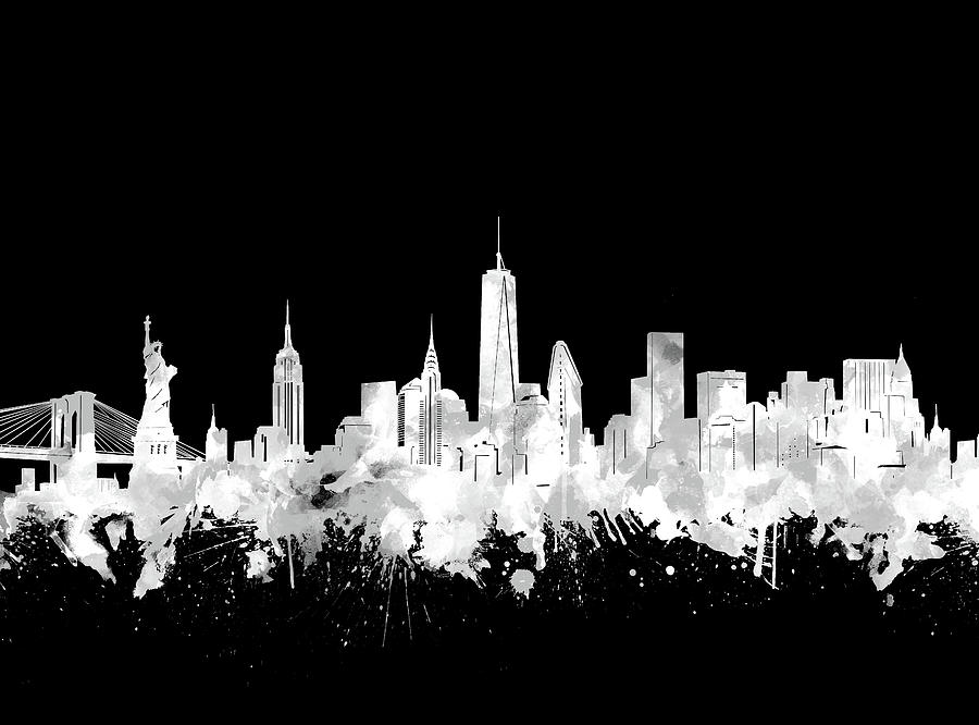 New York Skyline Black And White 2 Digital Art