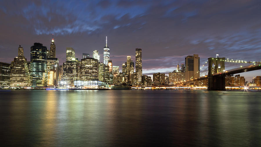 New York Skyline blue hour Photograph by Luca Maccioni