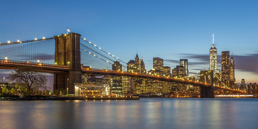 New York Skyline - Brooklyn Bridge Photograph by Christian Tuk - Fine ...