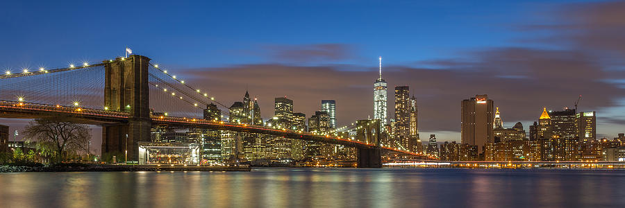 New York Skyline - Brooklyn Bridge Panorama - 2 Photograph by Christian Tuk