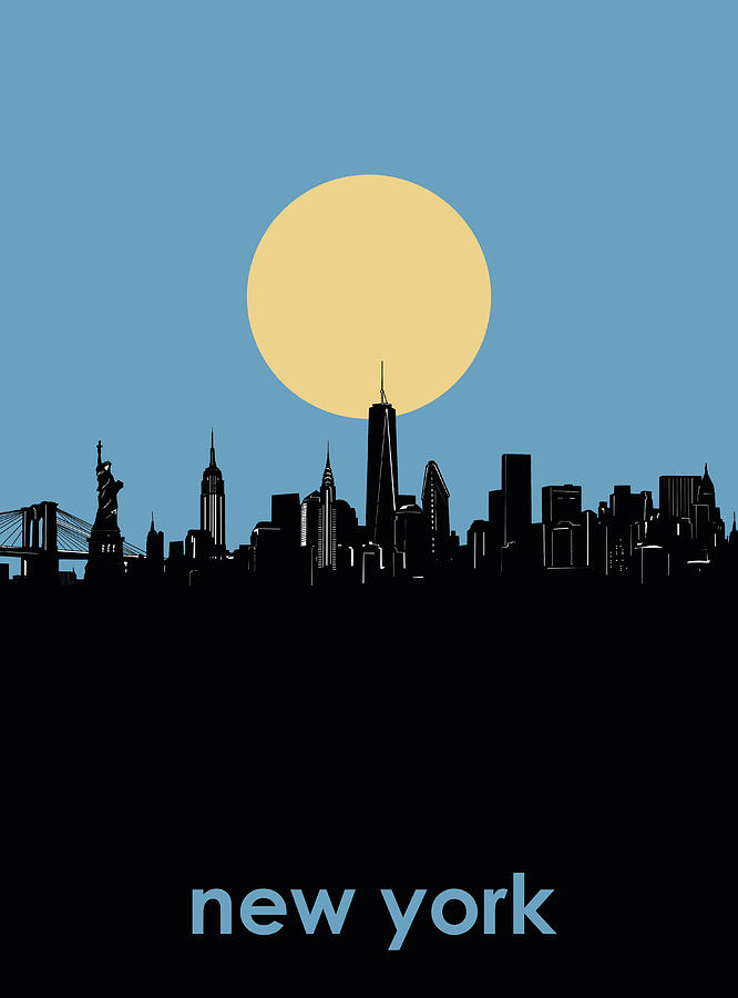 New York City Digital Art - New York Skyline Minimalism 4 by Bekim M