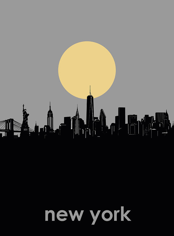 New York City Digital Art - New York Skyline Minimalism 7 by Bekim M