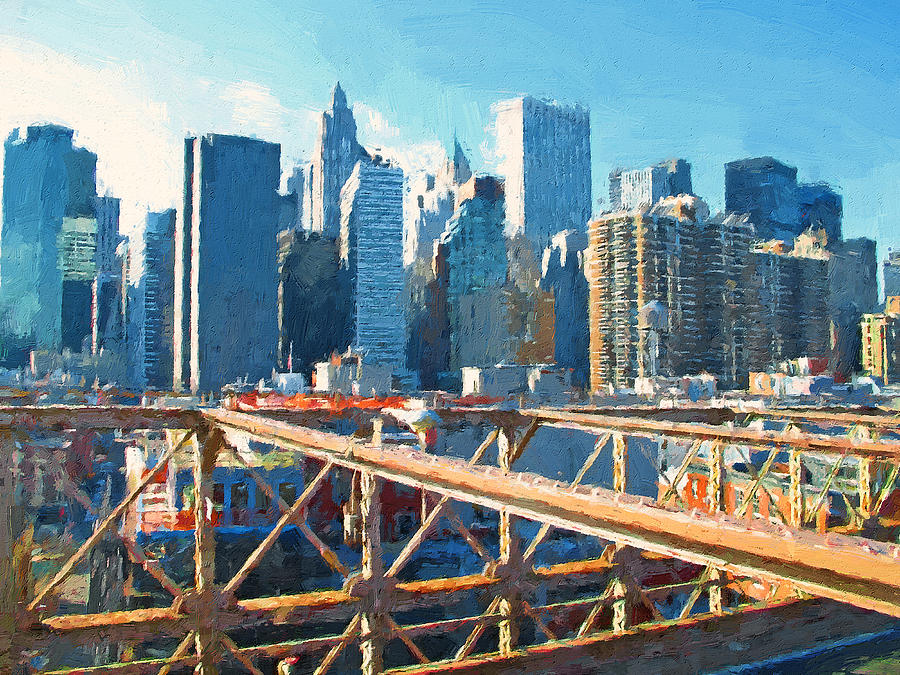 New York skyline painting 8 Digital Art by Yury Malkov
