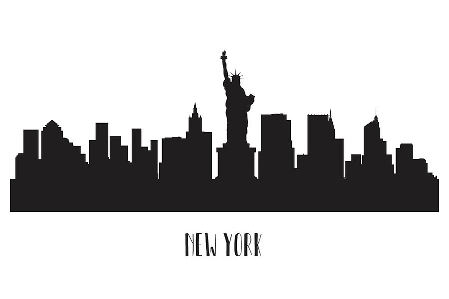 New York Skyline Silhouette Digital Art