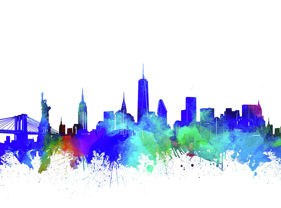 New York Skyline Watercolor 6 Digital Art By Bekim M Pixels