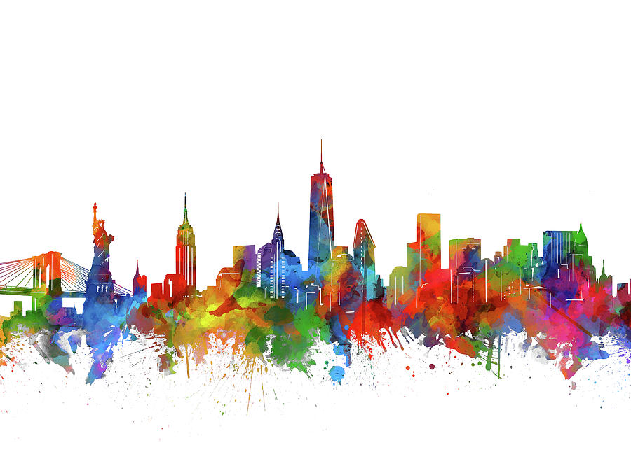 New York  Skyline Watercolor Digital Art