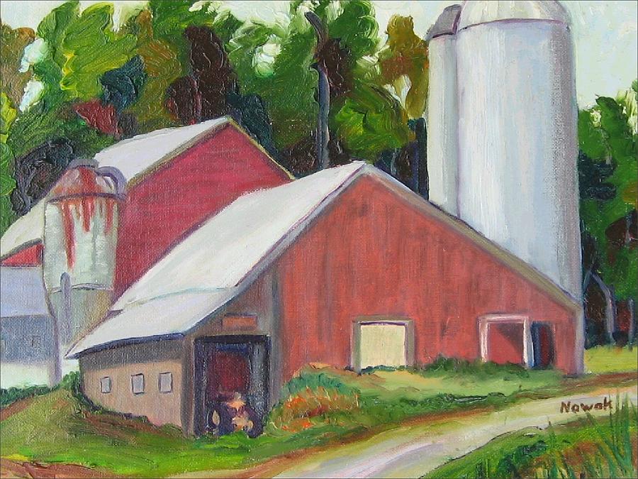 Farm Painting - New York State Farm with Silos by Richard Nowak