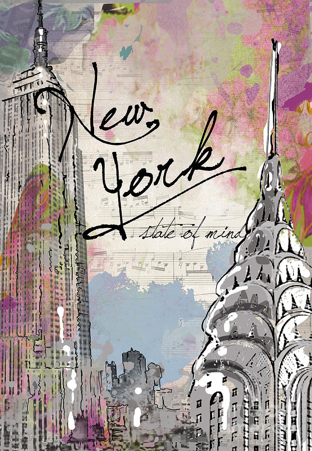 Typography Digital Art - New York State of Mind by MGL Meiklejohn Graphics Licensing