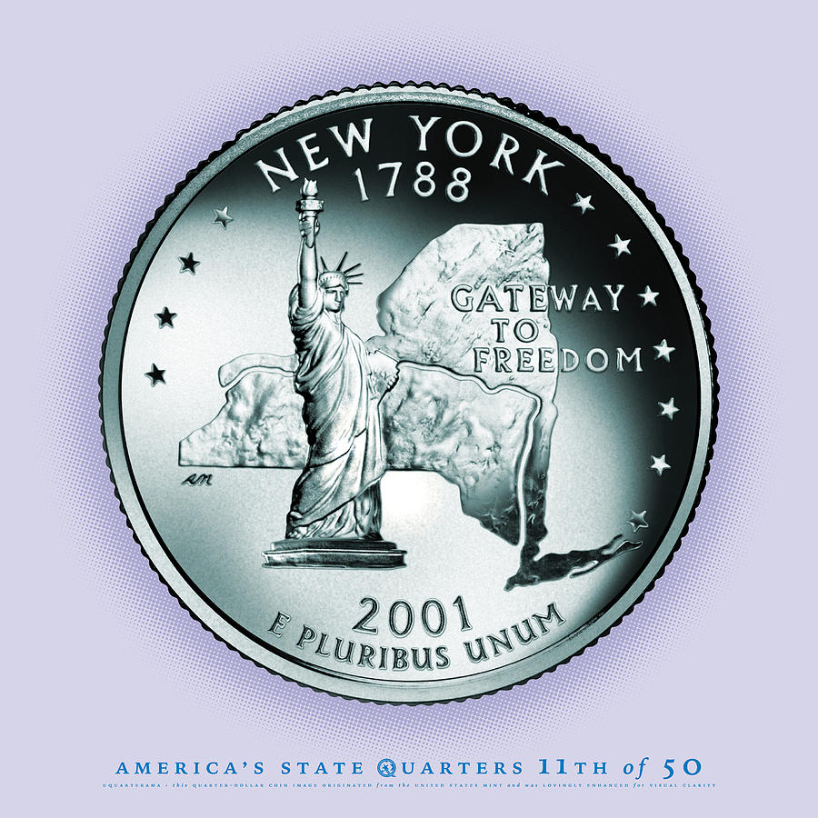 New York State Quarter - Portrait Coin 11 Digital Art by Garrett Burke