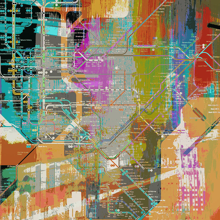 New York City Digital Art - New York Subway Map by Brandi Fitzgerald