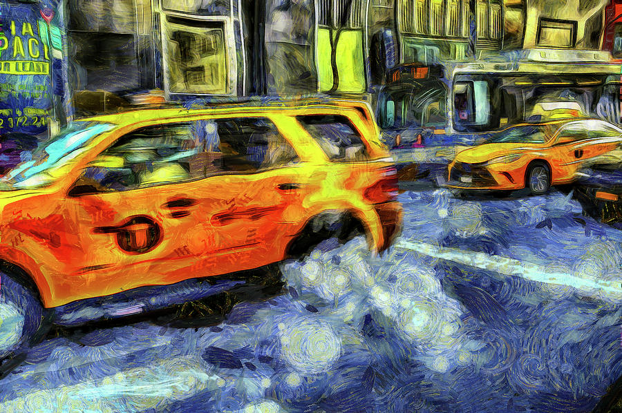 New York Taxis Art Photograph by David Pyatt