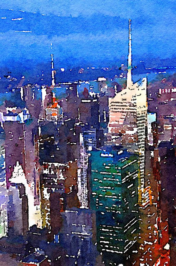 New York Time Square - watercolor Photograph by Marianna Mills