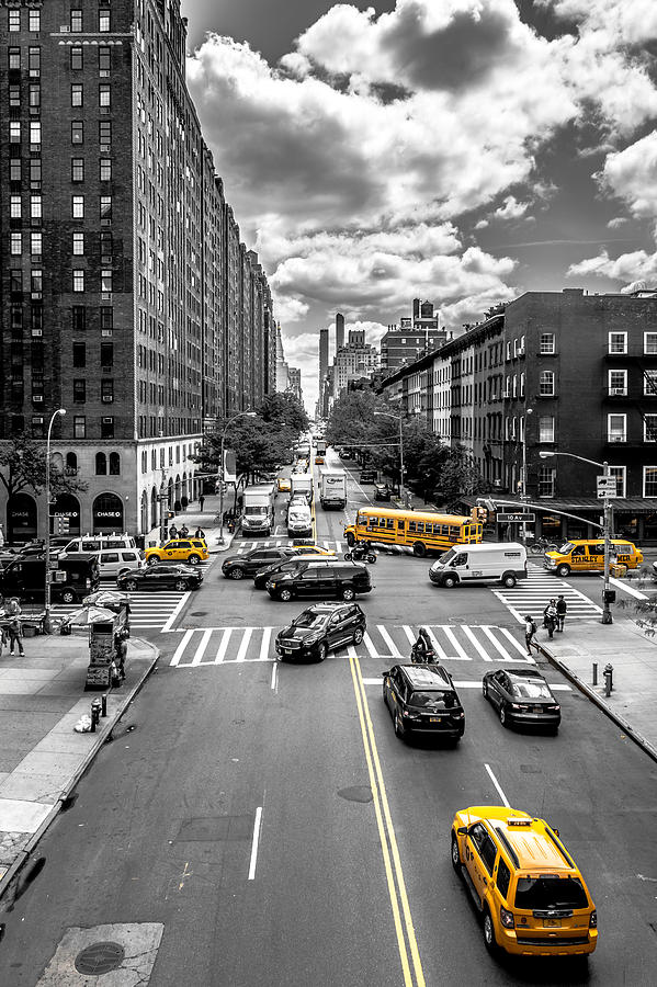 Transportation Photograph - New York Traffic - selected color  by Irena Kazatsker
