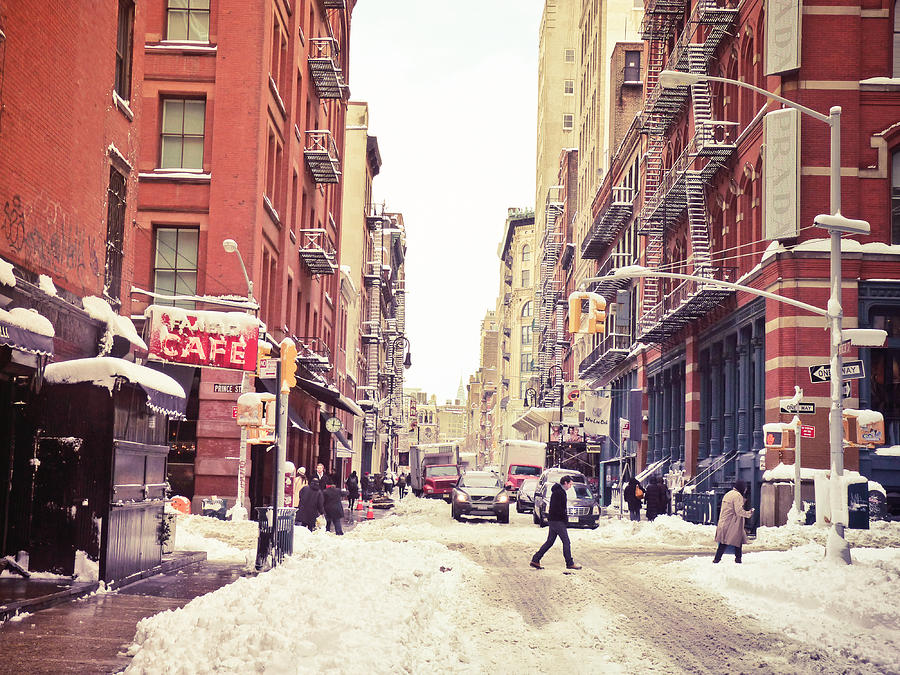 New York City Photograph - New York Winter - Snowy Street in Soho by Vivienne Gucwa