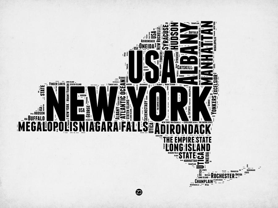 Independence Day Digital Art - New York Word Cloud Map 2 by Naxart Studio
