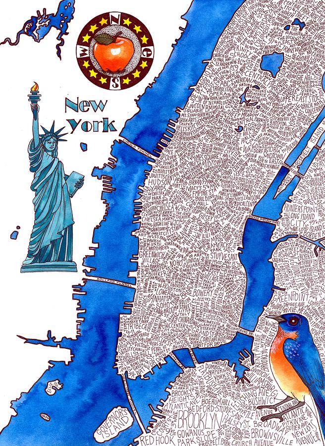 New York Word Map Painting by Terri Kelleher - Fine Art America