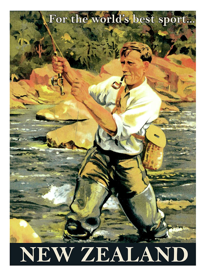 New Zealand, fishing, sport Painting by Long Shot