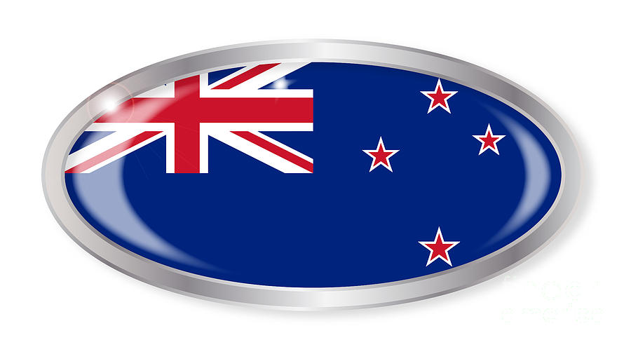 New Zealand Flag Oval Button Digital Art by Bigalbaloo Stock | Fine Art ...