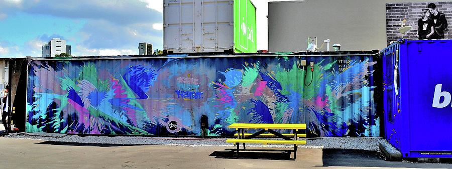New Zealand - Graffiti 2 - Conatiner - Boy and Slushie - Girl and Man Photograph by Jeremy Hall