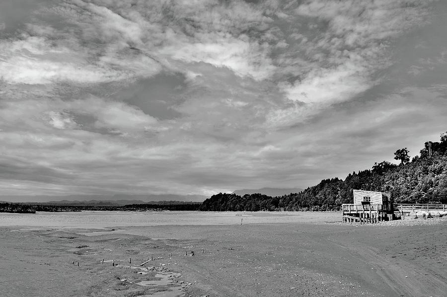 New Zealand - Panorama 1 - Orataki Lagoon - Black and White Photograph by Jeremy Hall