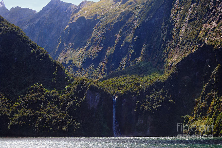 Milford Sound Photograph - New Zealand Stirling Falls in Hanging Valley by Catherine Sherman