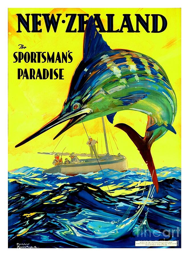 New Zealand Travel Poster 1920s Painting by Peter Ogden