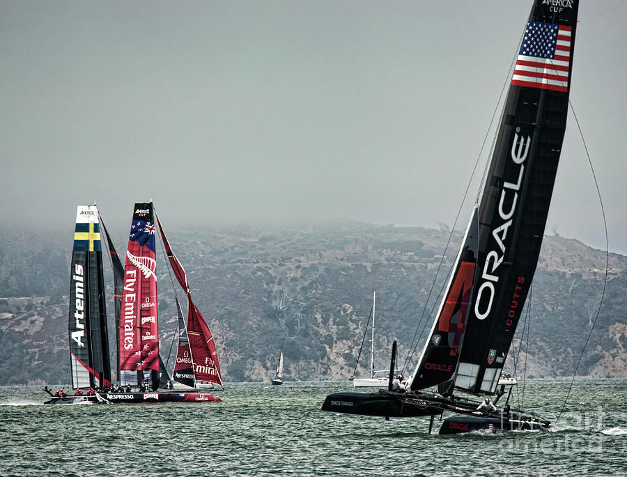 New Zealand, USA, Sweden Americas Cup Trio Photograph by Chuck Kuhn