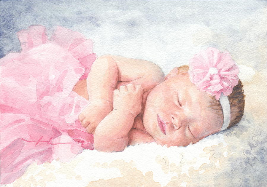 Newborn Girl Asleep In A Tutu Drawing by Mike Theuer Newborn Girl Asleep In A Tutu Drawing by Mike Theuer
