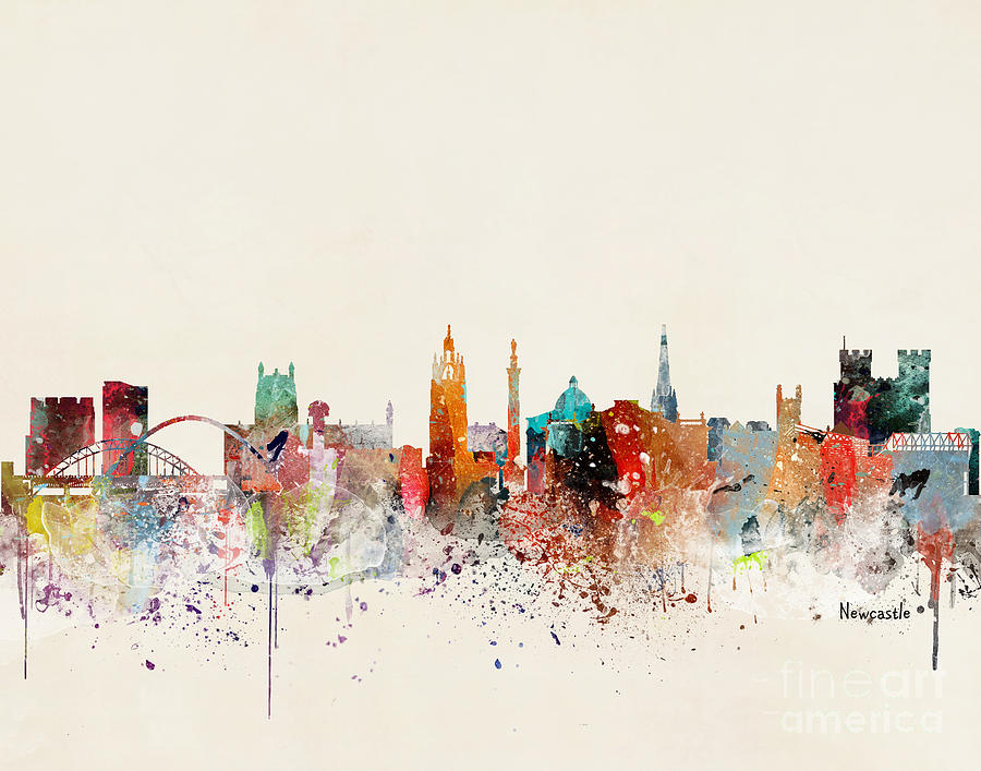 Newcastle Skyline Painting by Bri Buckley