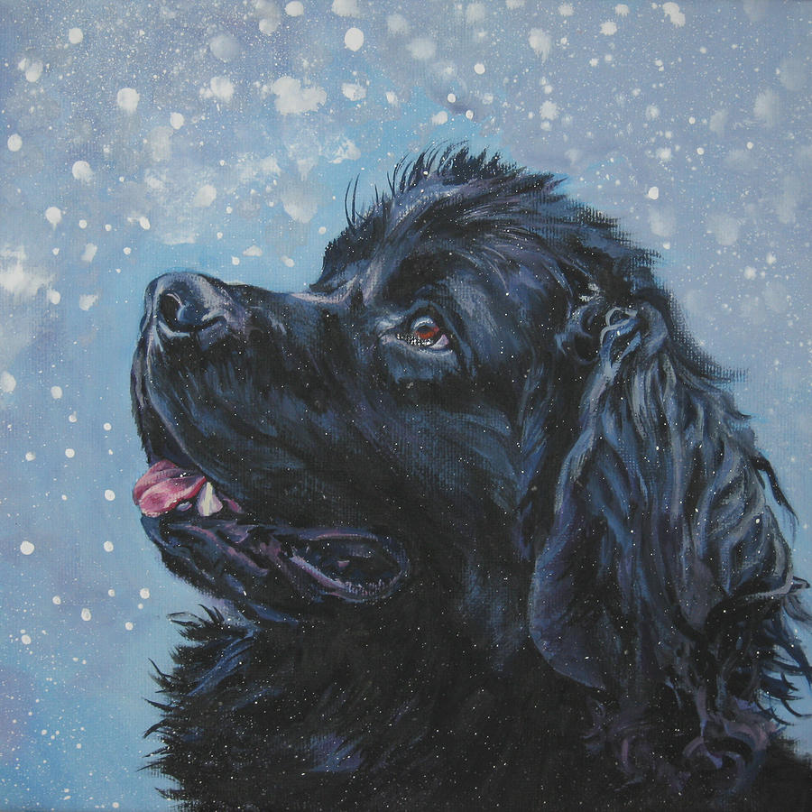 Newfoundland in Snow Painting by Lee Ann Shepard
