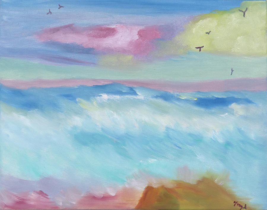 Frothy Ocean Waves Painting by Meryl Goudey