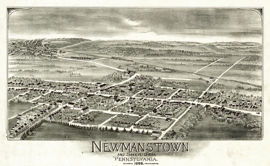 Map Drawing - Newmanstown and Sheridan, Pennsylvania 1898 by Bailey