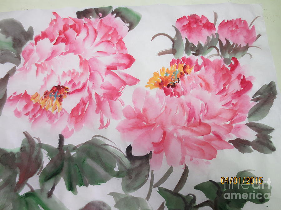 Pink Flower Painting - Newp04012015-665 by Dongling Sun