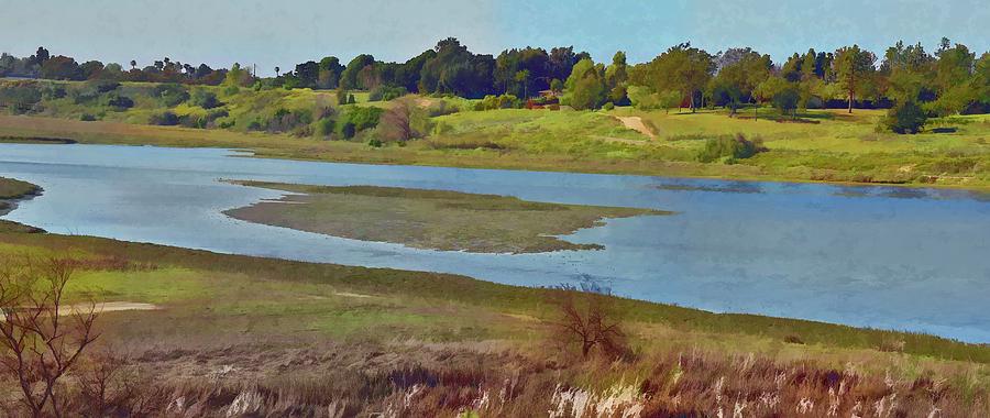 Newport Back Bay Looking At Visitors Center Oil Painting Photograph by Linda Brody